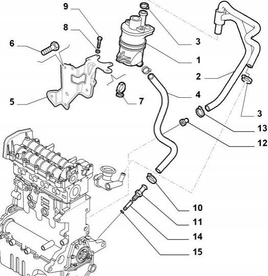 фото №9, Вентиляція картера сепаратор масла opel astra h vectra c zafira c signum 1.9cdti 55217795