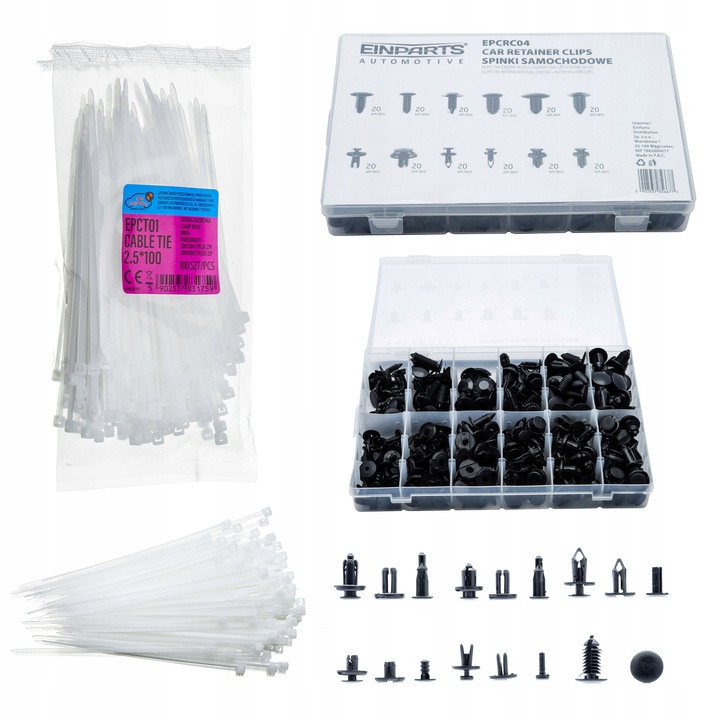 фото №1, Набор клипсы клипсов автомобильных 240 szt + хомуты зажимные 2.5 100 100x