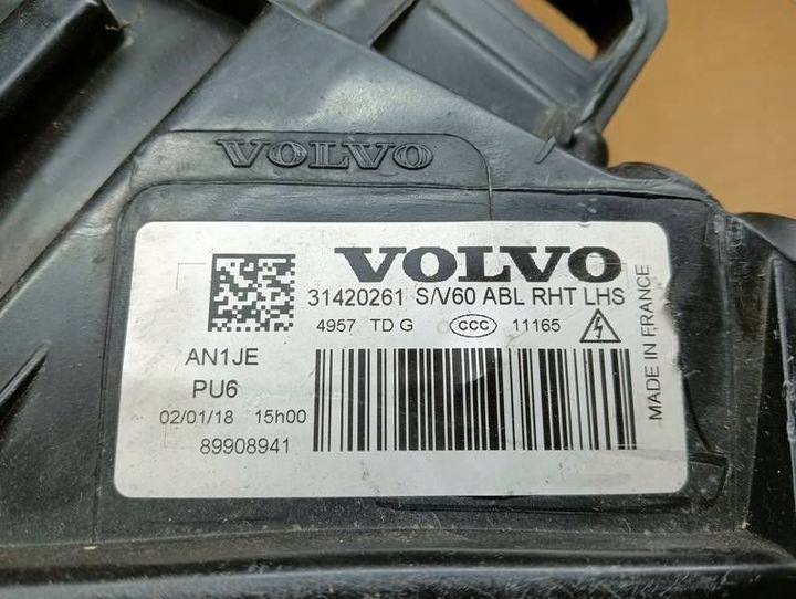 фото №13, M27 лампа левая перед volvo s60 v60 рестайлинг ксенон 31420261