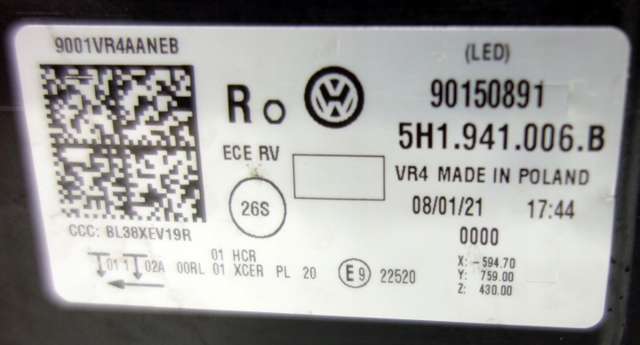 фото №14, Vw golf 8 2019- повний led 5h1941006b лампи перед передні