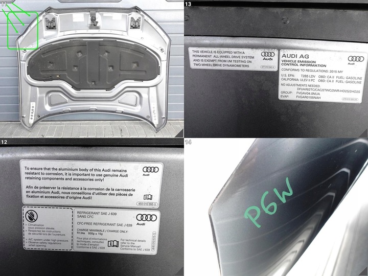 фото №12, Audi a8 s8 4h0 d4 рестайлінг 13-17 капот кришка двигуна перед комплектна