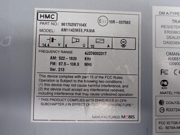 фото №8, Магнитола cd mp3 блютуз европа 961702-w7104x hyundai santa fe iii 14r