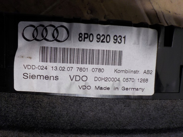 фото №9, Audi a3 8p s-line 2.0tdi спидометр / приборы 8p0920931