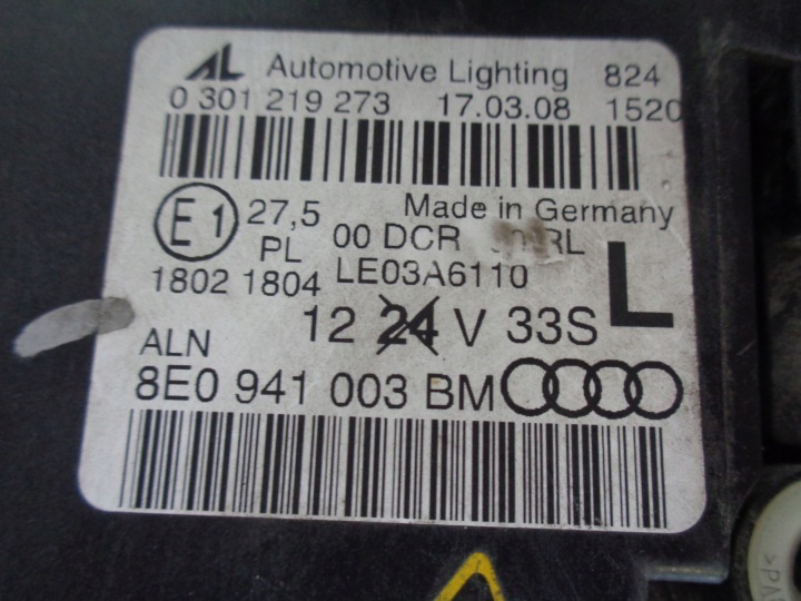 фото №9, Фара передняя левая audi a4 b7 8e 8e0 04-07 ксенон