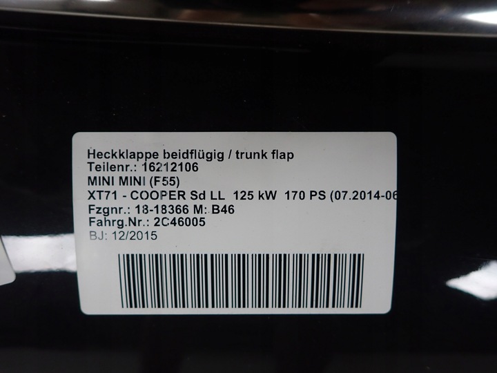 фото №7, Mini cooper f54 clubman 15- крышка багажника