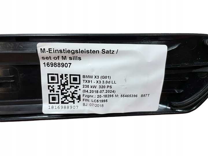 фото №6, Планка порога м-пакет bmw x3 g01 x4 g02 m40d