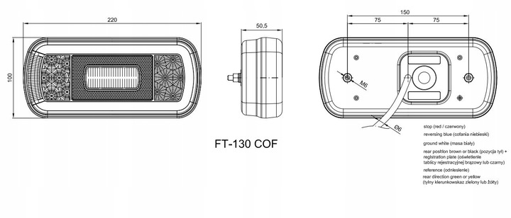 фото №14, Лампи ft-130 універсальний багнет причепа 12/36v