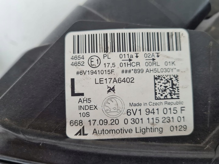 фото №13, Skoda fabia iii 3 рестайлінг комплектні лампи перед повний led 6v1941015f 6v1941016f