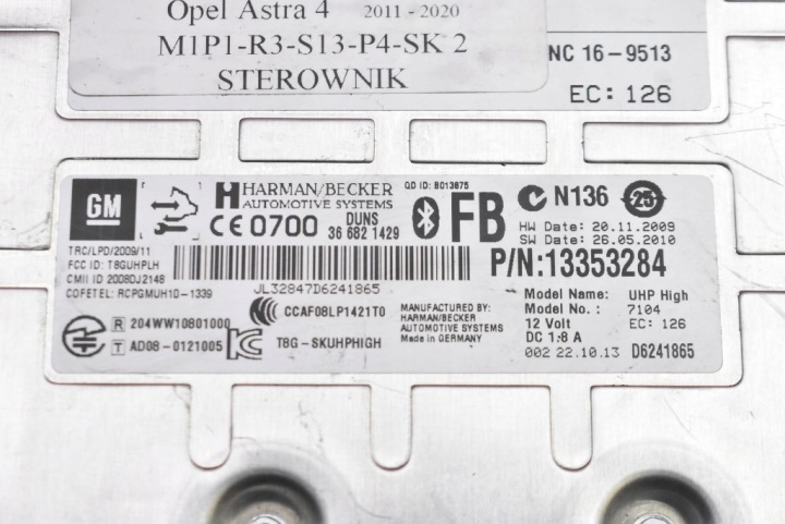 фото №6, Блок керування  модуль блютуз 13353284 opel astra 4 iv j рестайлінг 11-20