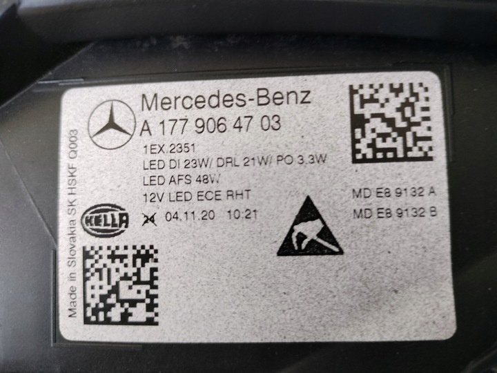 фото №12, Лампа ліва фара mercedes a-klasa w177 18- повний led