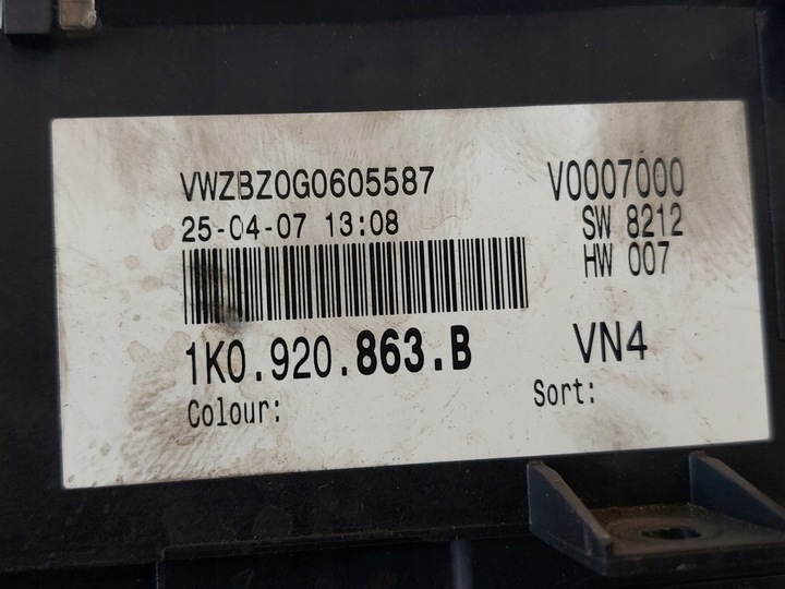 фото №12, Спидометр манометр vw golf v 1.9 tdi 1k0920883b