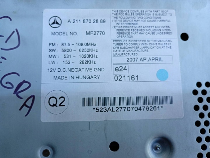 фото №12, Магнитола автомагнитола (радио, проигрыватель) cd mercedes e w211 a2118702889