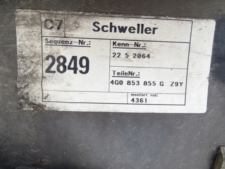 фото №14, Молдинг порогова ліва накладка lz9y audi a6 c7 4g 11-14r 4g0853859d