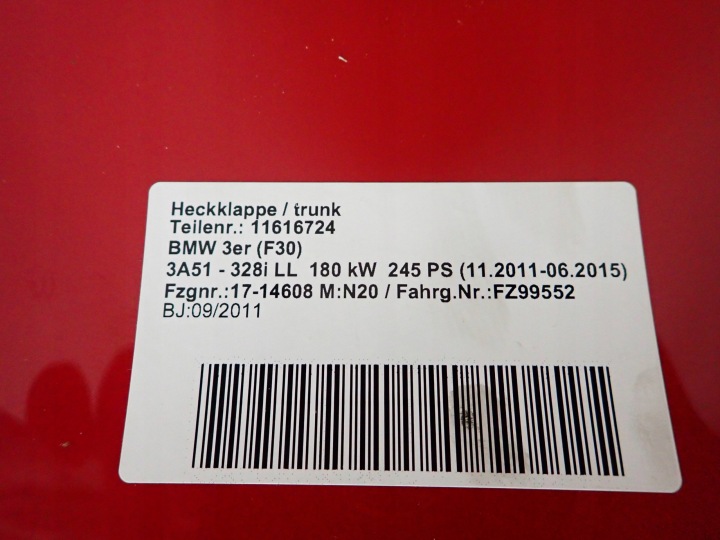 фото №5, Bmw 3 f30 11-18 крышка багажника