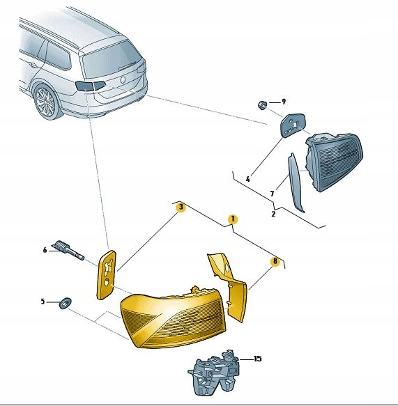 фото №3, Лампа led vw passat b8 вариант зад левая aso