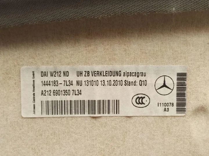 фото №9, Потолок mercedes-benz e w212 a2126901350 2.2l дизель 150kw 2010