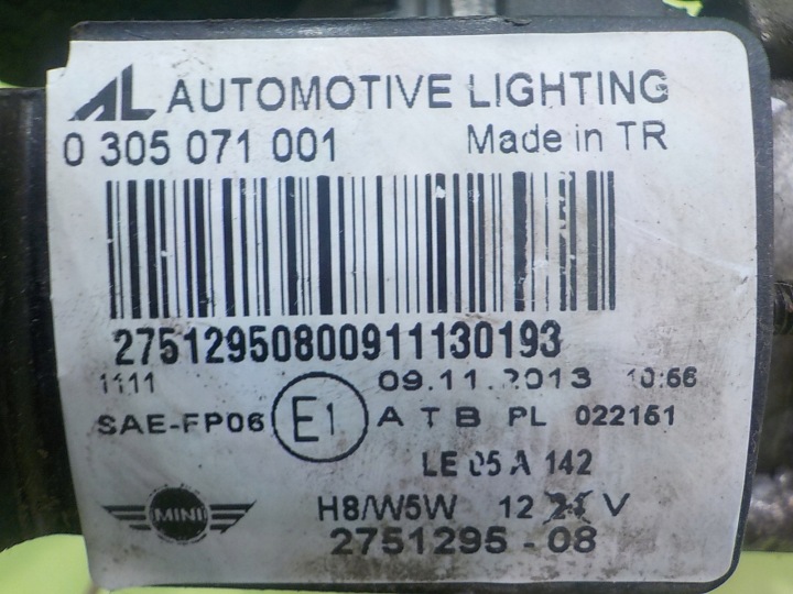 фото №6, Mini cooper clubman i r55 1.6 b 08r 5d галоген левое 0305071001 2751295-08