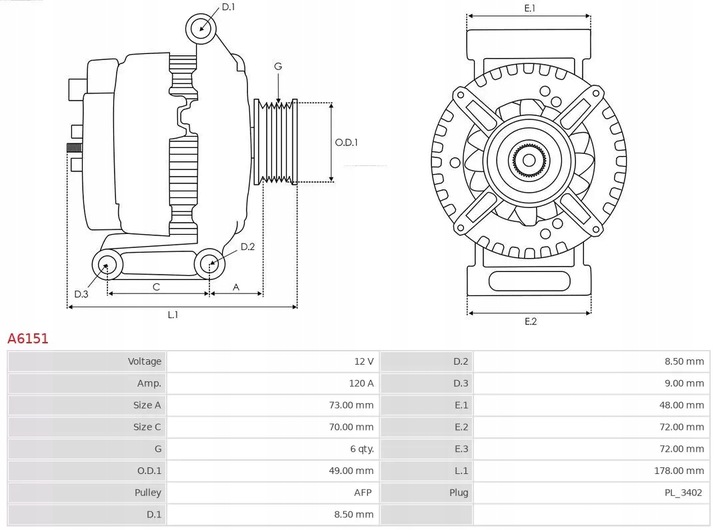 фото №6, A6151 генератор ford focus c-max/ii as-pl