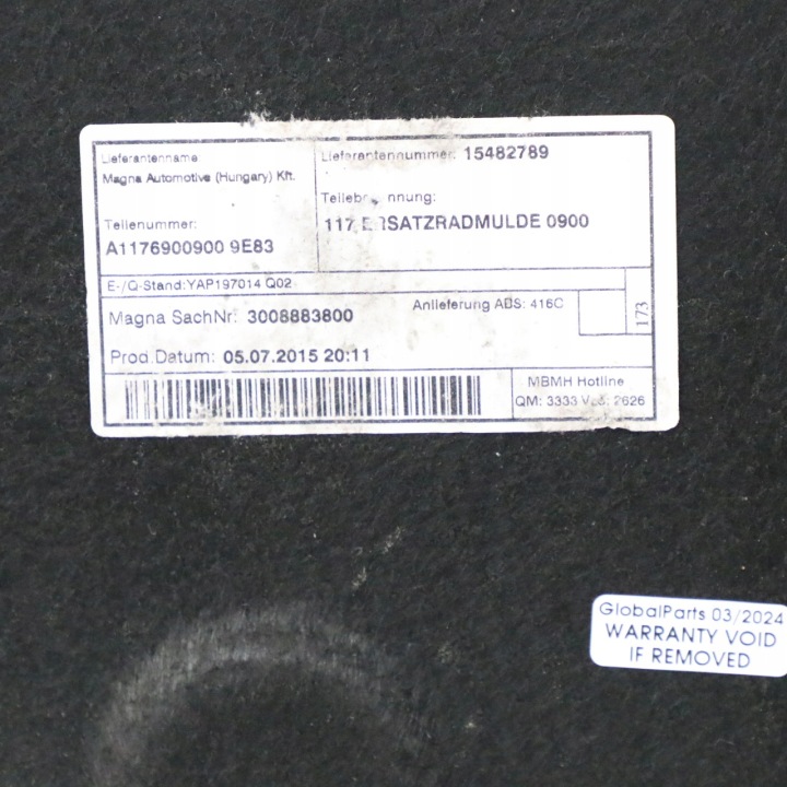 фото №10, Mercedes cla x117 підлога покриття  багажника a1176900900
