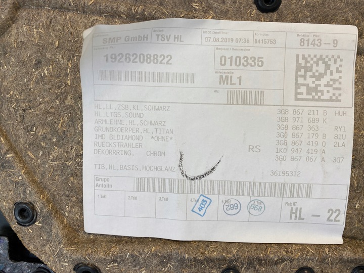 фото №8, Vw arteon обивка боковина дверь левый зад 3g8.867.211 b huh кожа чёрная