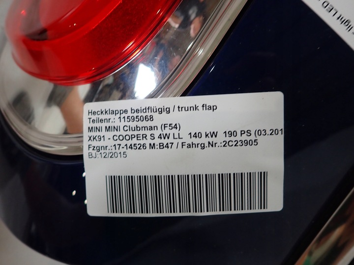 фото №9, Mini cooper f54 clubman 15- кришка багажника