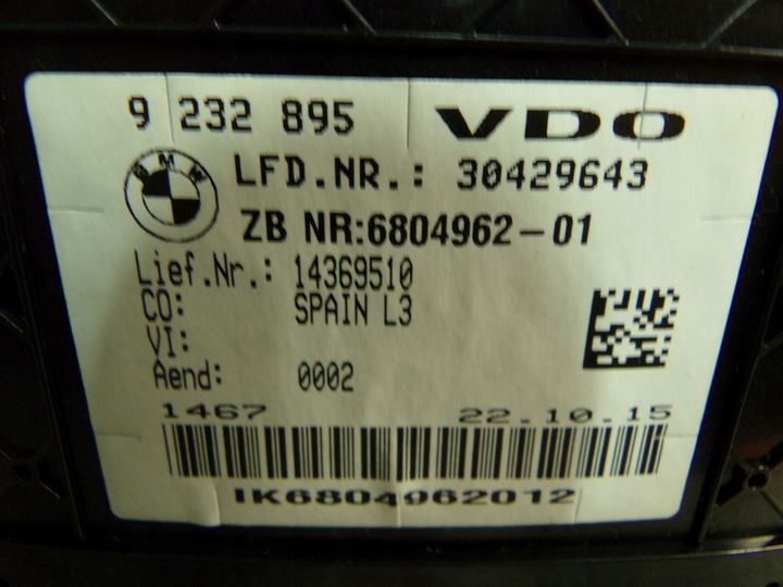 фото №8, Bmw f30 f31 f32 f33 f34 спідометр  дизель 6804962
