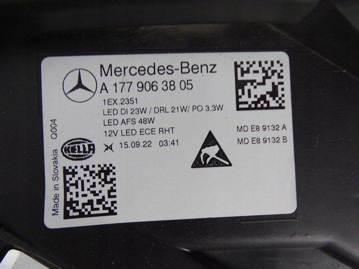 фото №8, Лампа перед передняя правая mercedes a-klasa 177 a177 w177