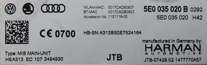 фото №2, Skoda columbus mib1 dab 5e0035020b добавим