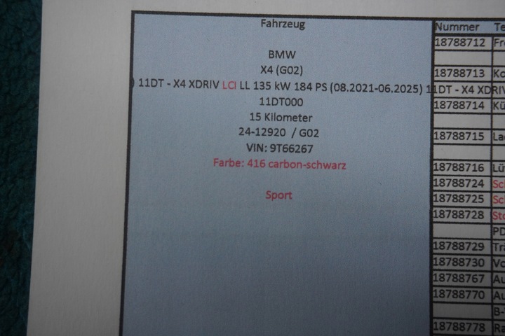 фото №10, Бампер капот лампи led bmw g01 g02 lci м-пакет 416 15km.