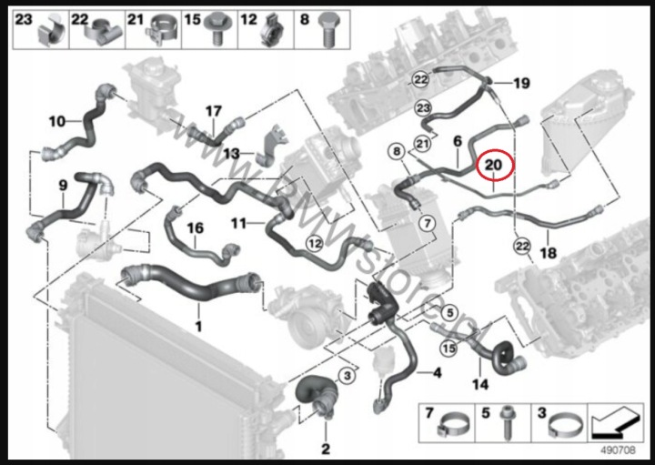 фото №7, Трубка  жидкости охлаждающей bmw x6 g06 m50i v8 4.4 17129894791