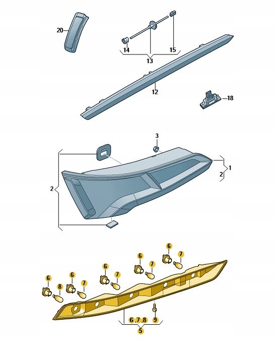 фото №1, Правая задняя лампа бампера led audi q5 оригинал