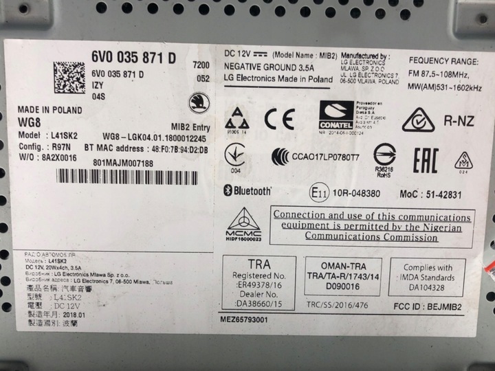 фото №5, Радио skoda fabia iii 6v0035871d тюнер