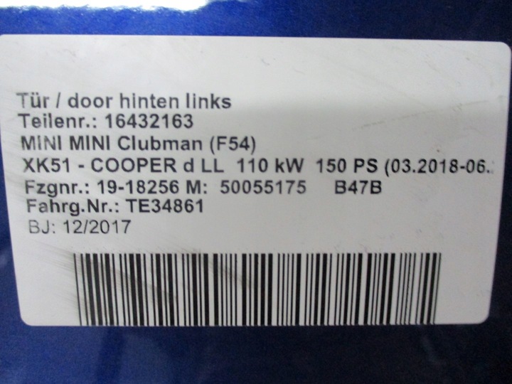 фото №12, Двері праві ліві задні mini f54 17r b62