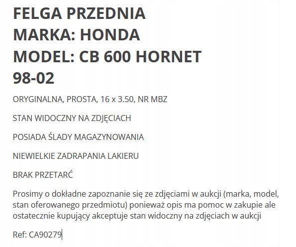 фото №8, . диск перед передняя 16 x 3.50 mbz honda cb600 cb 600 hornet 98 +