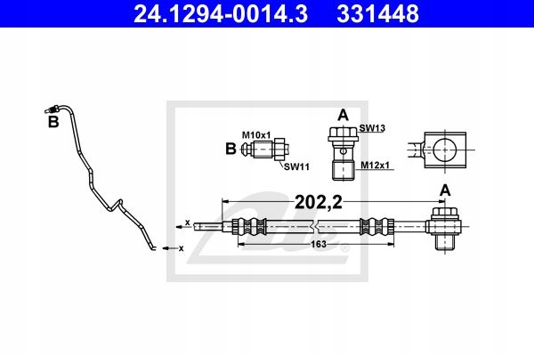 фото №2, Шланг гальмівний лівий зад seat ibiza iv 1.4 1.6 1.9