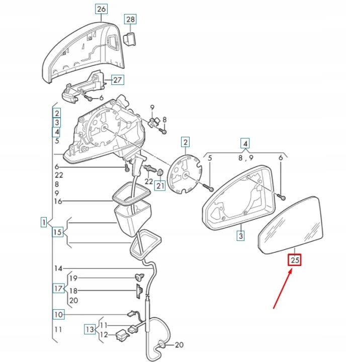 фото №10, Стекло зеркало передней левого audi q2 81a857535c