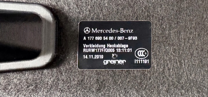 фото №7, Mercedes a-klasa w177 2018-2025 полиця багажника чорна оригінал