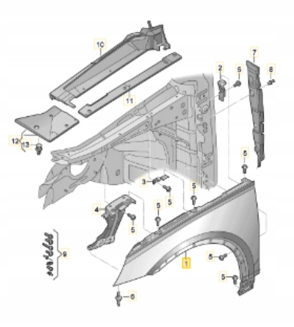 фото №1, Оригінальний номер audi 80a821106astl крило правий перед audi q5 80a