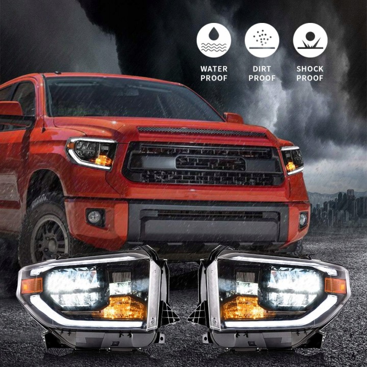 фото №8, Toyota tundra 2014-2018 фара лампи чорні ліва + права комплект з led vland