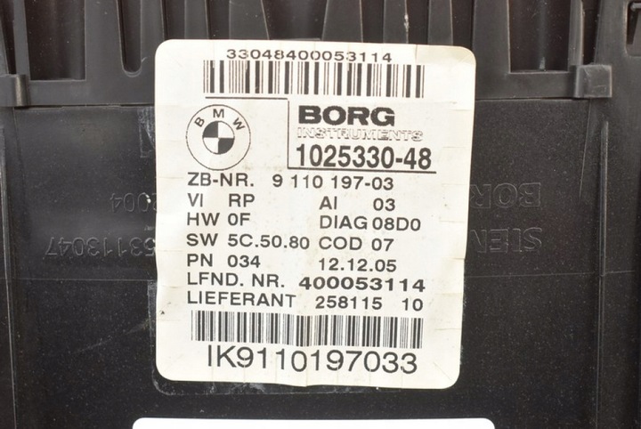 фото №9, Спидометр приборы eu 9110197 1025330 bmw e90 e91 2.0 valvetronic 136 km 04-12