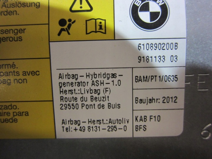 фото №9, Bmw 6 f06 f12 f10 usa подушка колінна пасажира подушка безпеки 9181133 72129181133