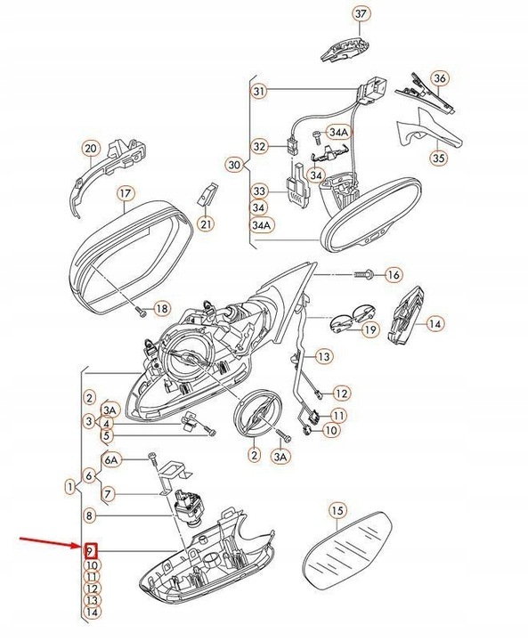фото №6, Skrocenie для корпуса зеркало vag audi a6 avant 2011 2017 оригинальный
