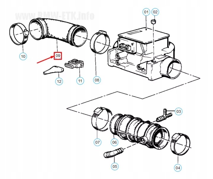 фото №9, Шланг датчик потока воздуха bmw 6 e24 13711276714 1276714