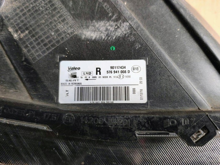 фото №7, Фара правая сторона seat ateca 576941008d биржа полный led