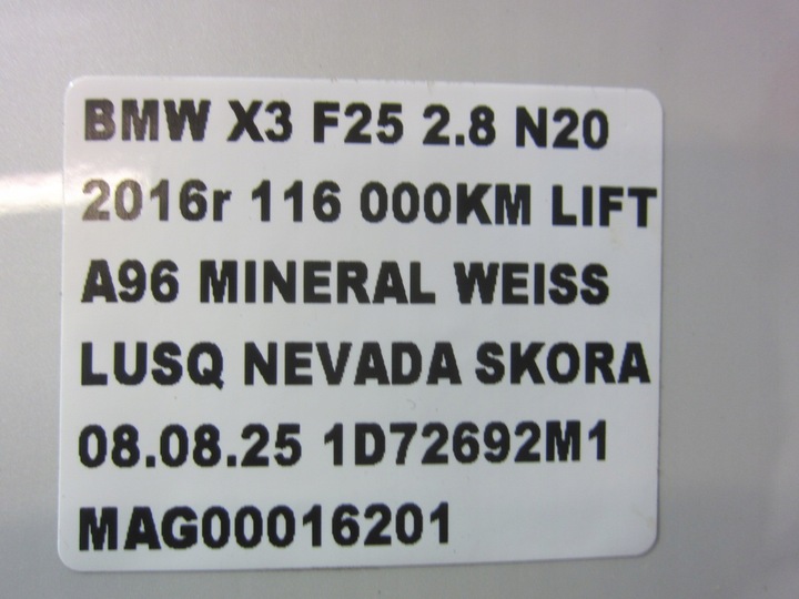 фото №15, Bmw x3 f25 x4 f26 a96 mineral белый белый крыло правый переднее перед жемчуг