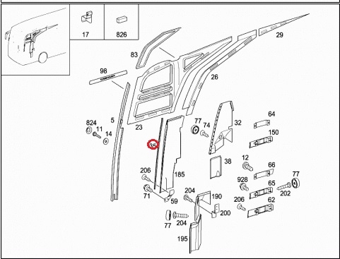 фото №7, Mercedes-benz уплотнитель стёкла сдвижной a0029874233