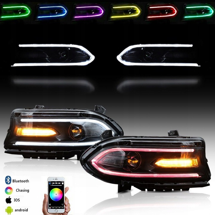 фото №1, Лампы фары перед led rgb dodge charger 15-22