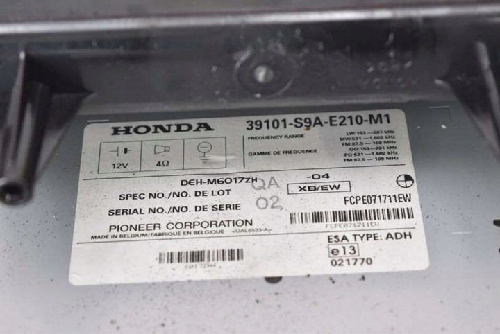 фото №8, Радіо радіопрогравач cd aux rds 39101-s9a-e210-m honda crv 2 ii 04-06