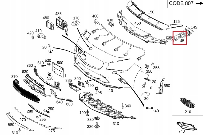 фото №16, Ковзун тримач бампера правий перед mercedes cla w117 оригінальний номер a1178856400