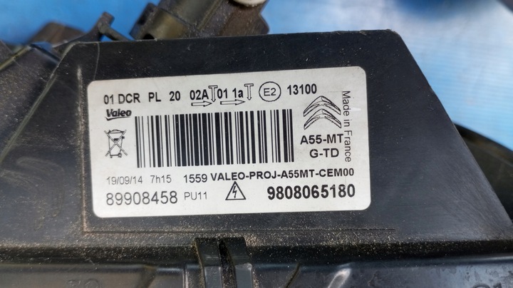 фото №16, Лампа лівий перед фара eu 9808065180 citroen ds3 рестайлінг 2014- ксенон